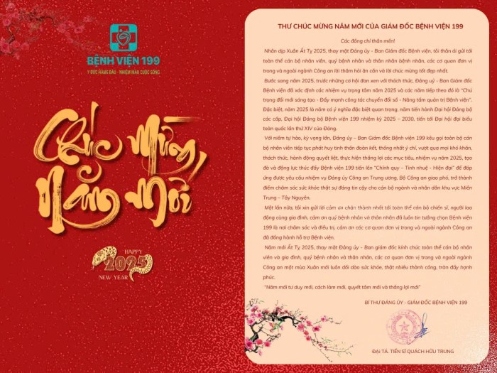 Thư chúc mừng năm mới của Giám đốc Bệnh viện 199 Quách Hữu Trung!